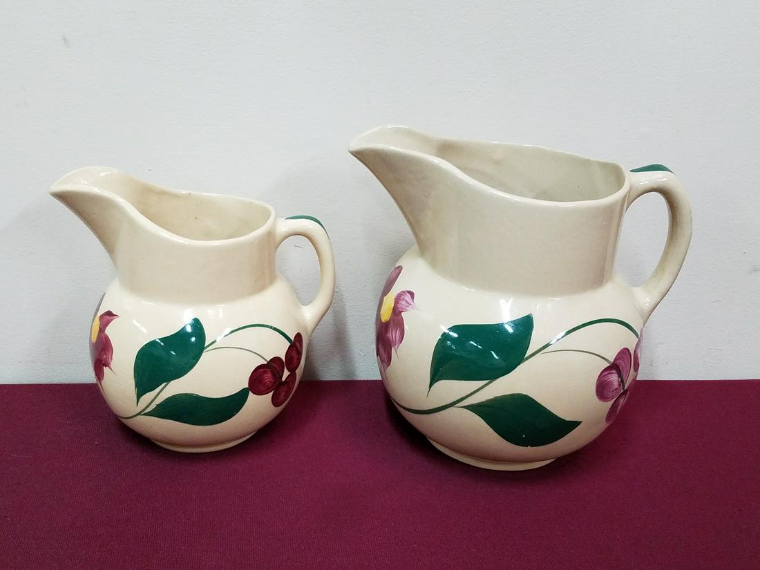 2 Cherry and Star Flower Watt Pottery Pitchers (1 of 4)