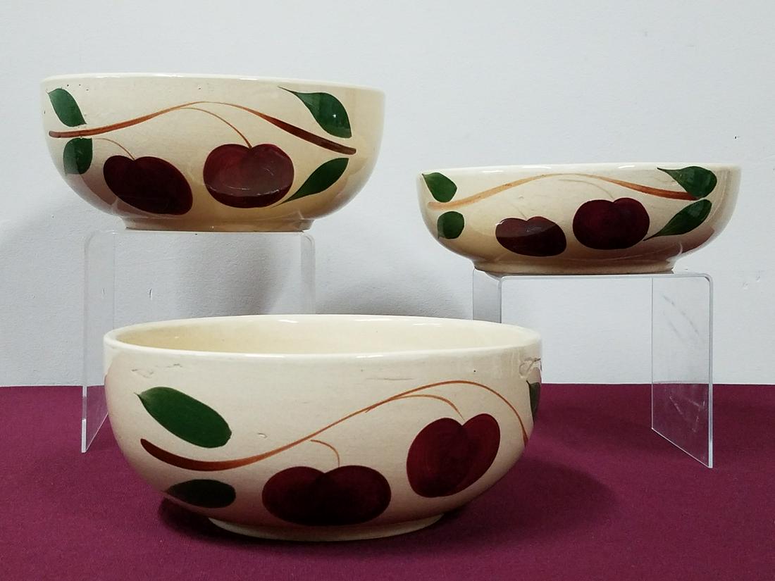 3 Double Apple Watt Pottery Bowls (1 of 2)