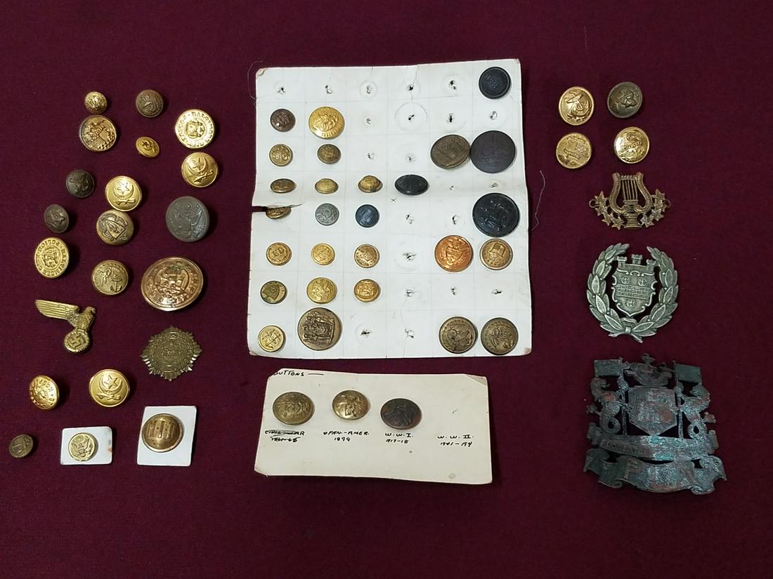 55 Pcs Antique Button and Insignia Collection (1 of 6)