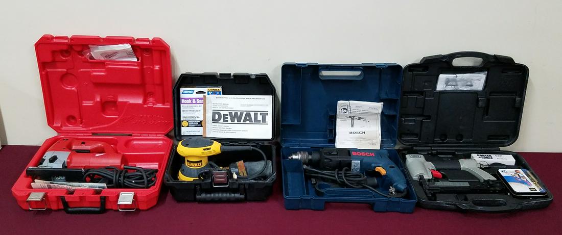 4 Power Tools incl Sander, Jig Saw and Drill: Also include staple gun.