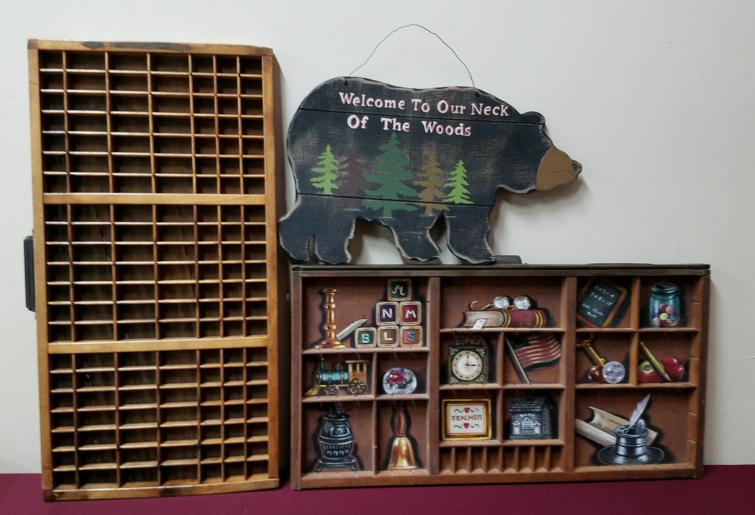 2 Printer Trays and Welcome Bear Wall Hanging (1 of 1)