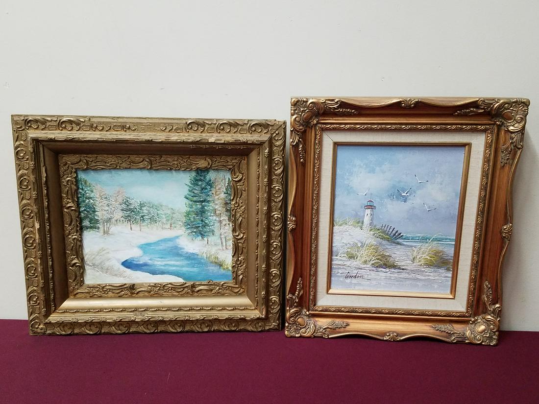 Sara S. And Gordon Landscape Paintings: 14-1/2" to 15-1/2" high.