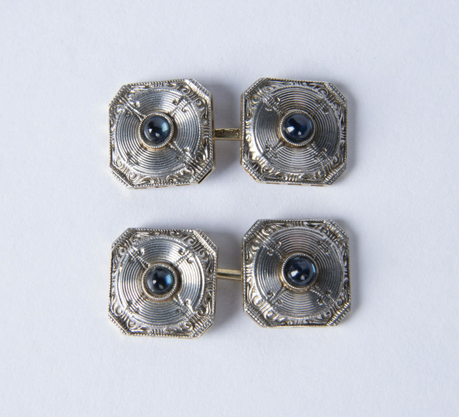 Art Deco 14k and Sapphire Cufflinks (1 of 2)
