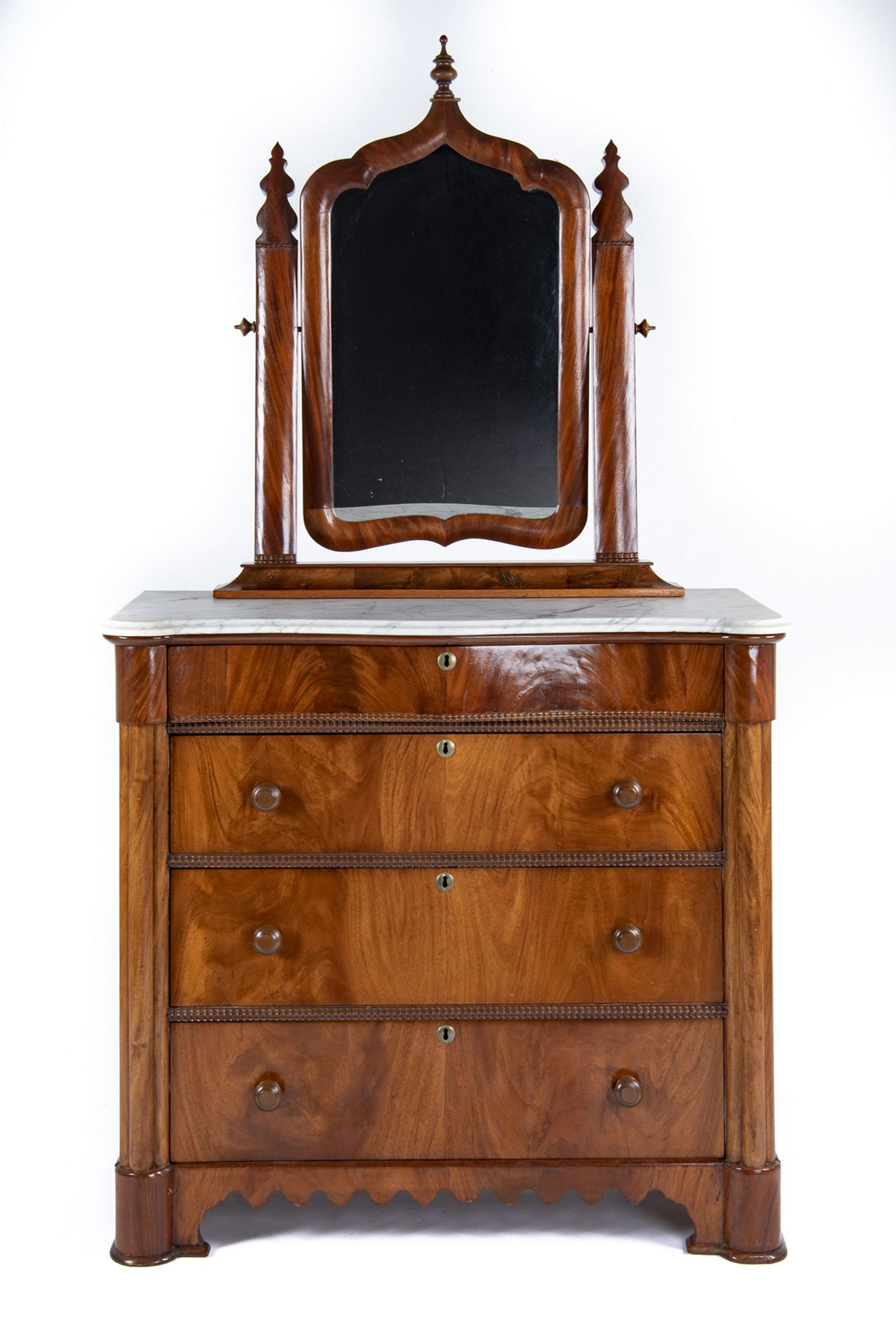 Gothic Revival Chest of Drawers with Mirror (1 of 2)