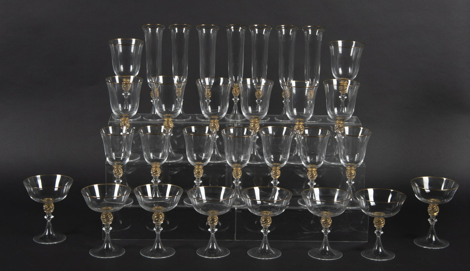 30 Pcs Venetian Glass Stemware (1 of 2)