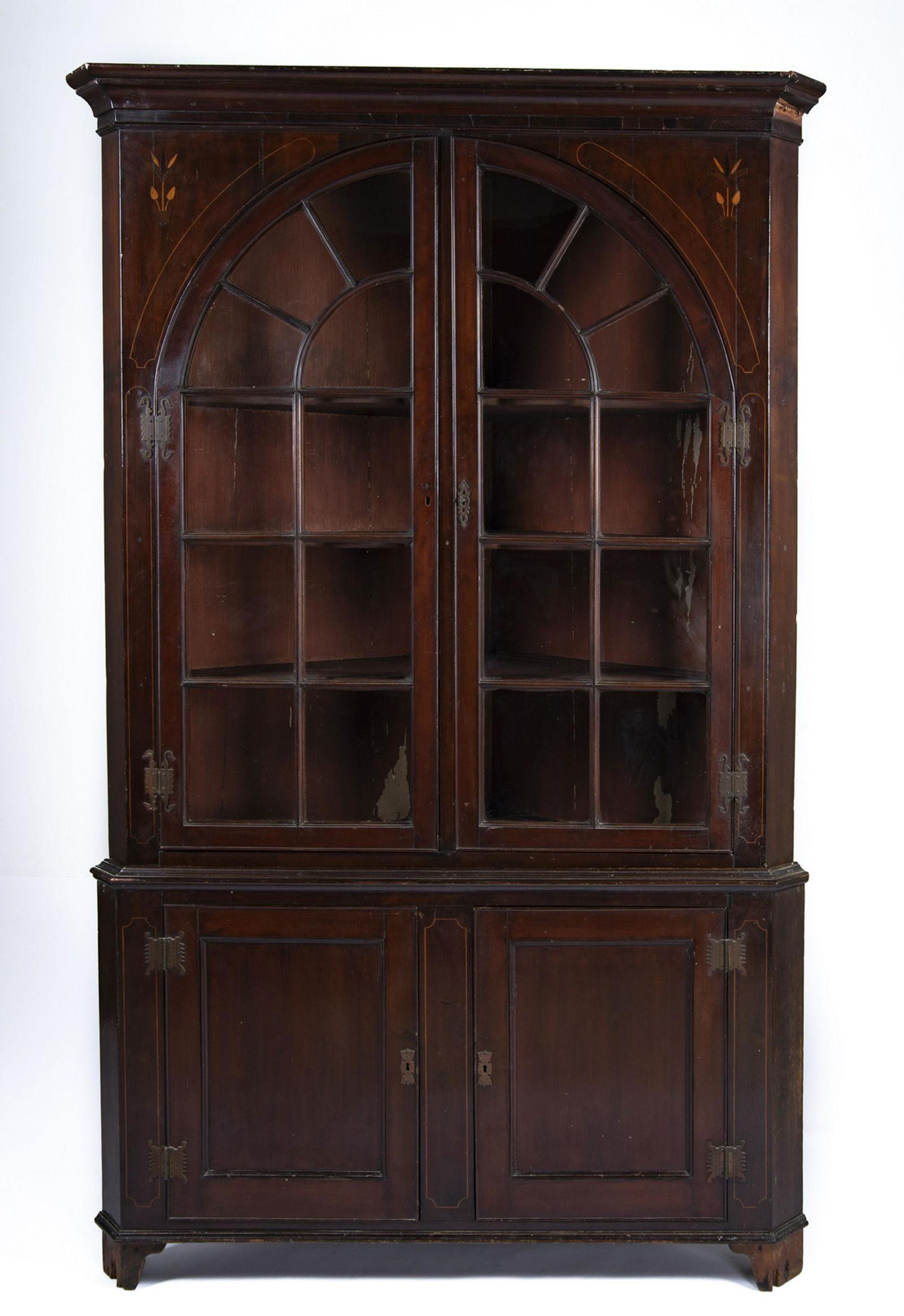 Pennsylvania 2 Pc Inlaid Corner Cupboard (1 of 8)