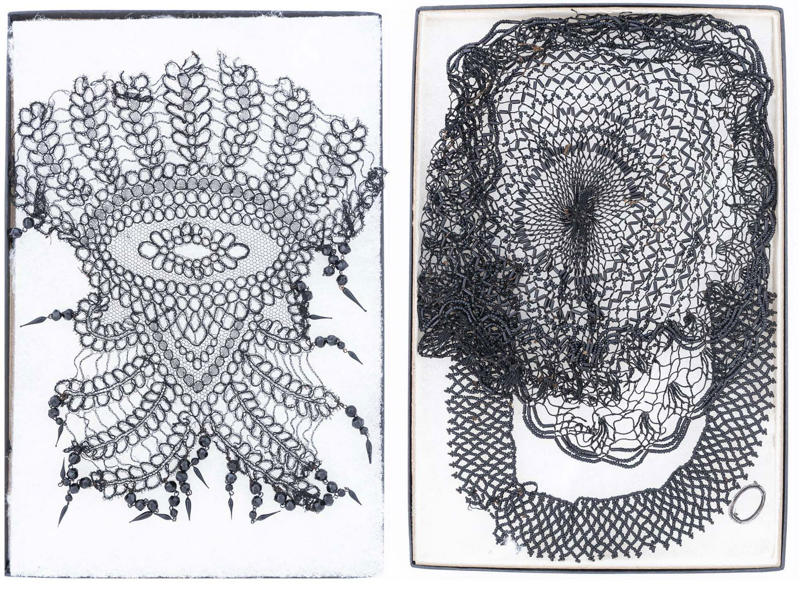 2 Victorian Hair Work Mourning Caps (1 of 3)