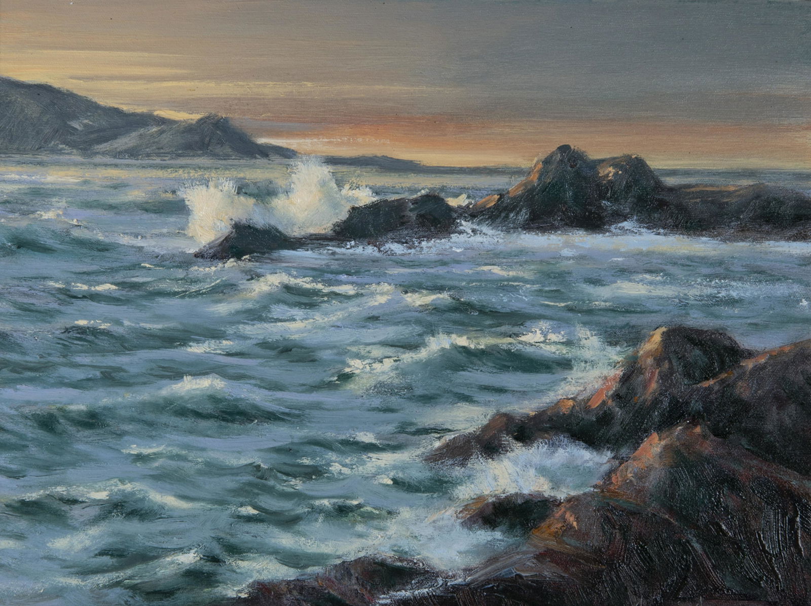 Darwin Duncan (1905-2002): DESCRIPTION: Darwin Duncan (1905-2002). Oil on canvas. Seascape. Signed lower right. In painted wood frame with artist biography attached to back. MEASUREMENTS: Sight 15 1/2" x 12". Overall with frame