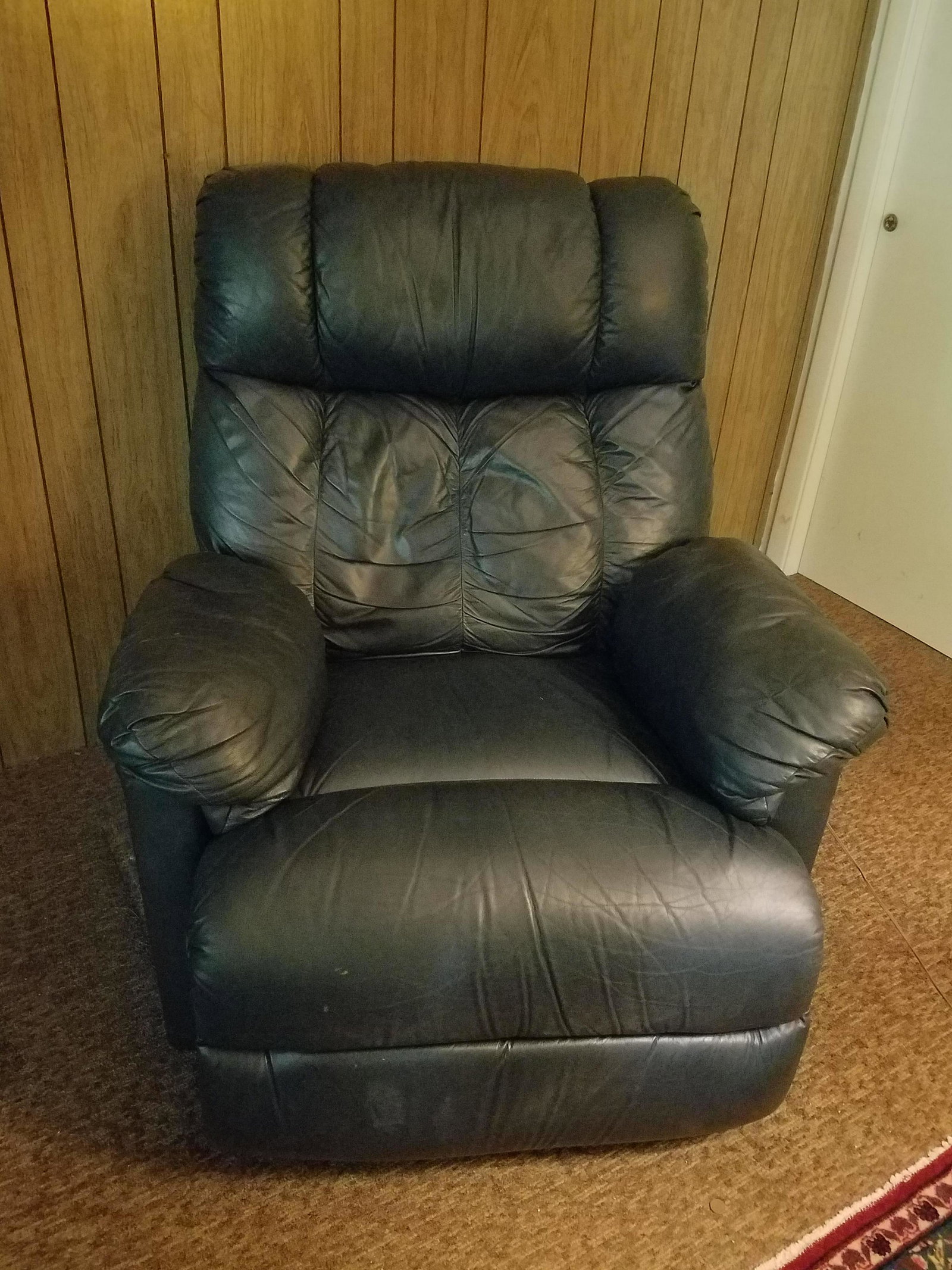 Leather Recliner Chair: 37" wide x 41" deep x 41" high.