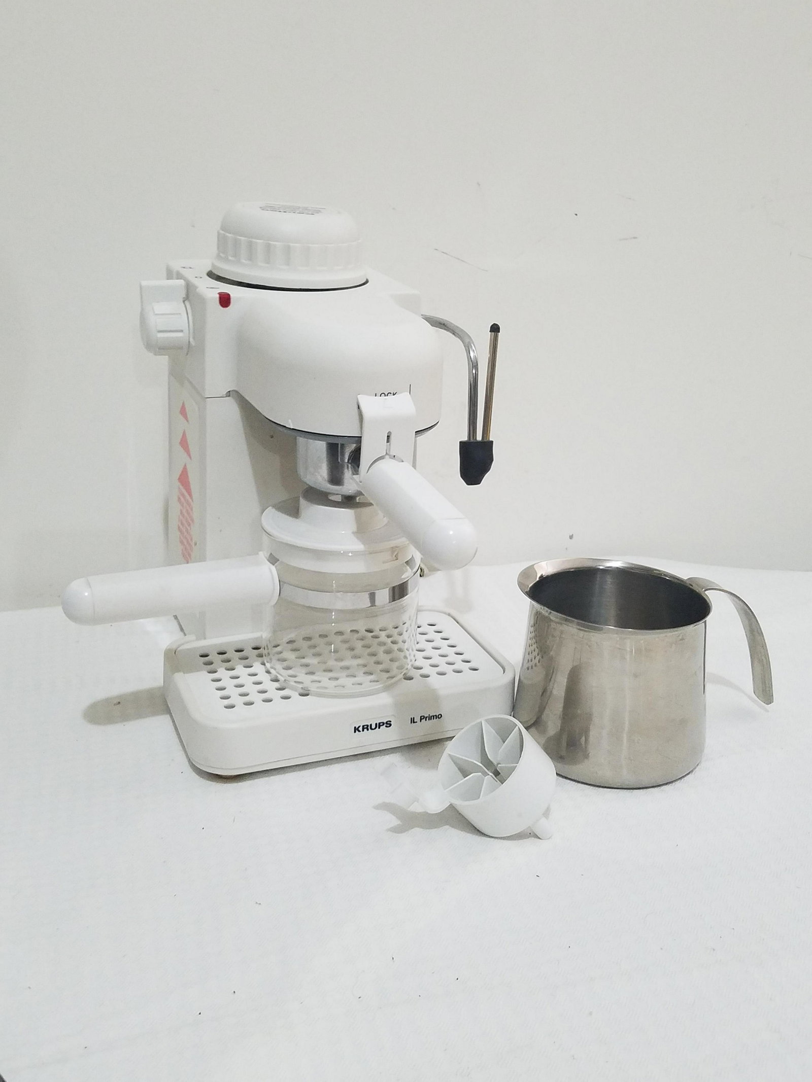 Krups IL-Primo Coffee Machine: 7 1/4" wide X 9" deep X 10 1/2" high.