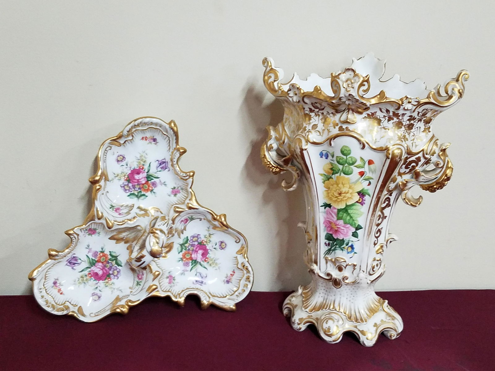 Hand Painted Vase and 3 Section Tray (1 of 2)