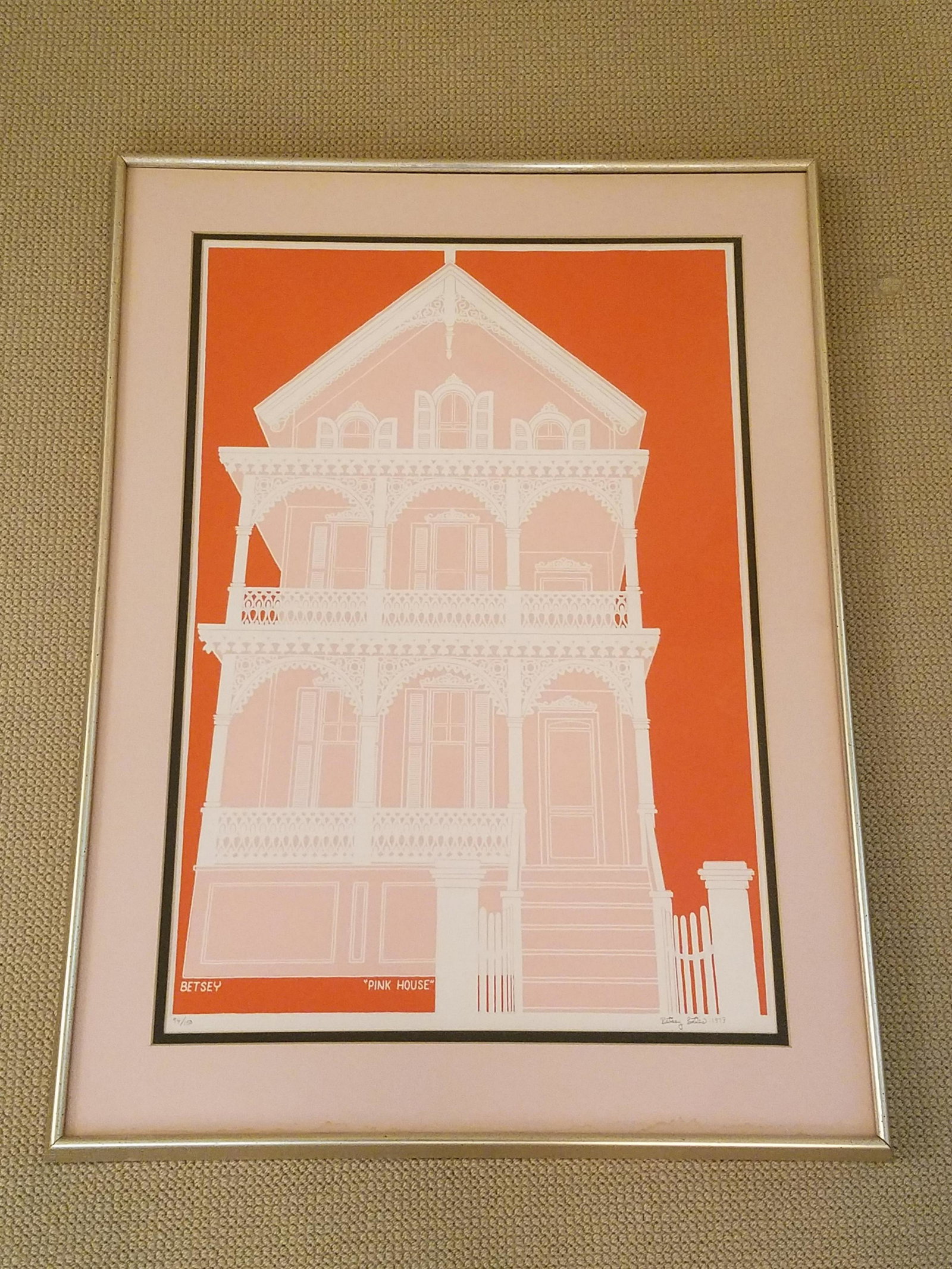 "Pink House" by Betsy Bates: Cape May, N.J. 23" wide X 1 1/2" deep X 31" high. Pennsylvania artist.