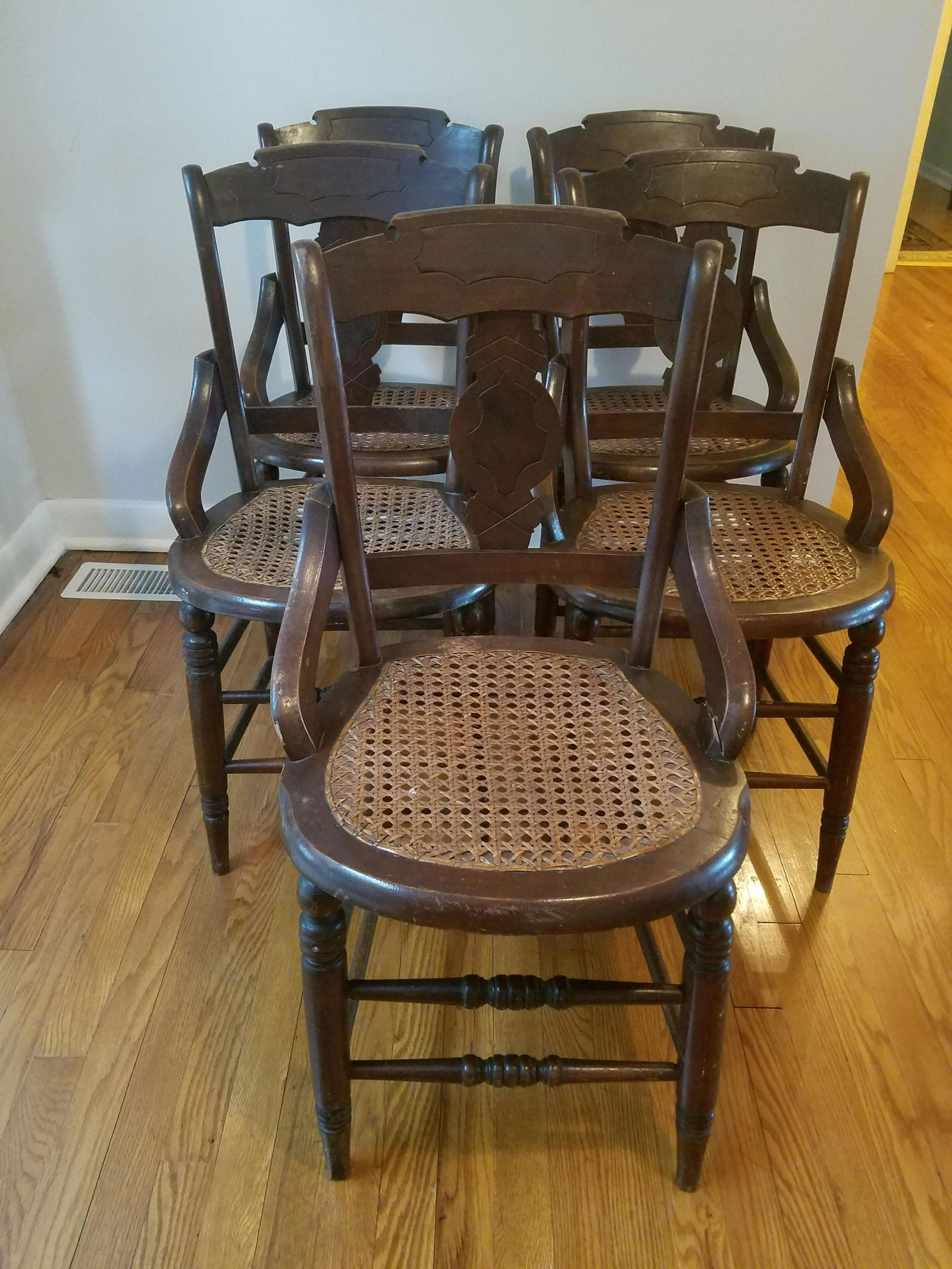 Set of 5 Cane Seated Chairs (1 of 1)