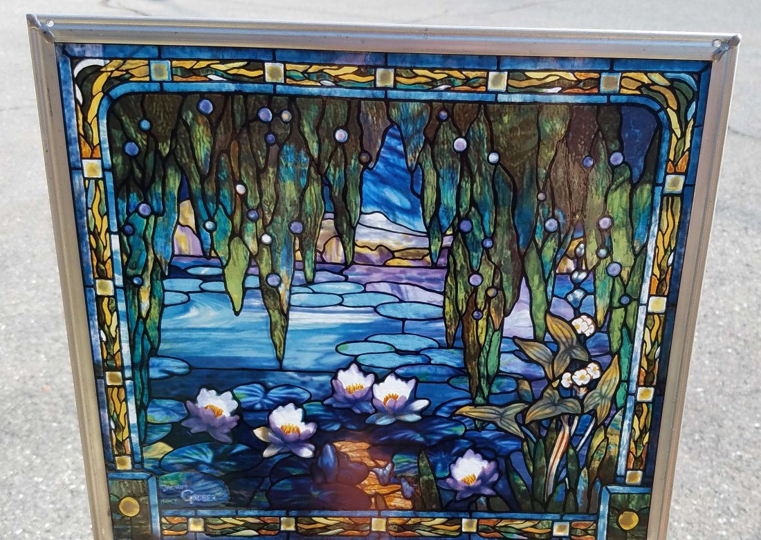 J. Grober Tiffany Style Leaded Glass Panel (1 of 2)