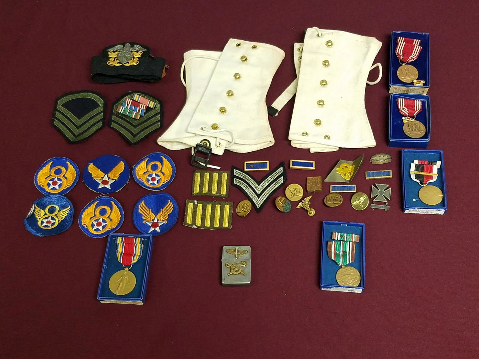 34 Pcs Early Military Zippo, Medals and Insignia (1 of 8)