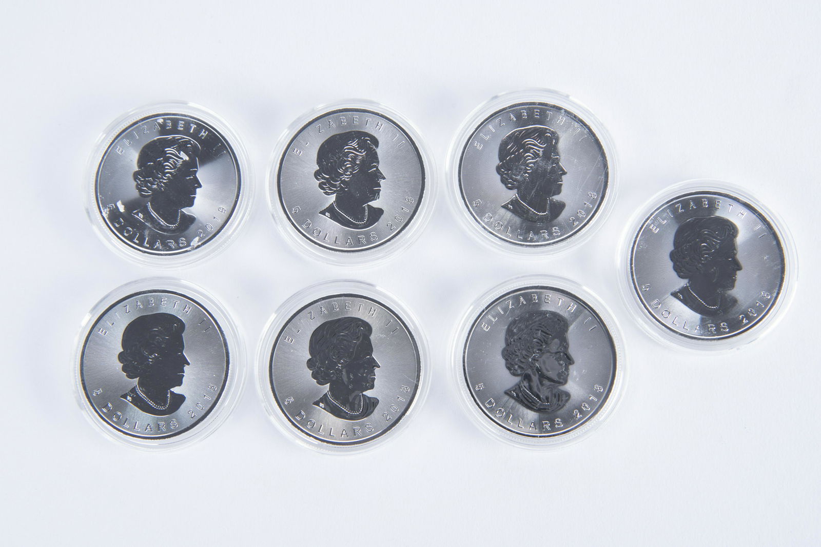 7 Canadian .999 Silver one oz $5.00 Coins (1 of 2)
