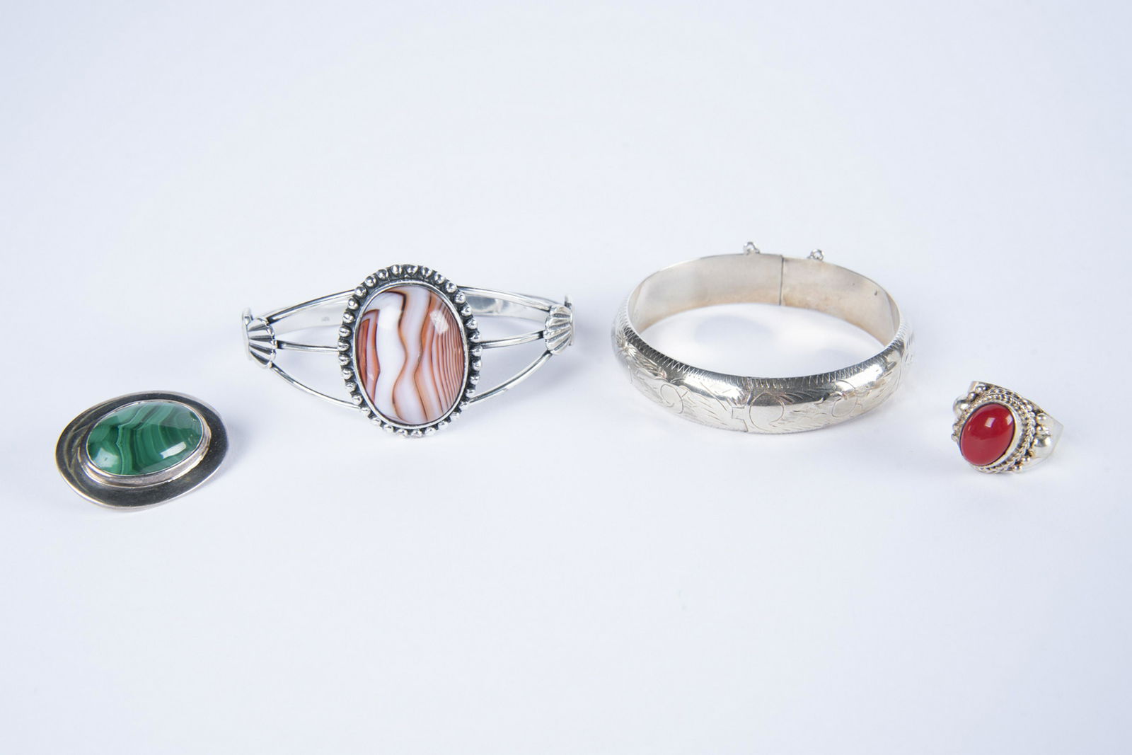 4 Pcs Sterling and Hardstone Jewelry (1 of 2)