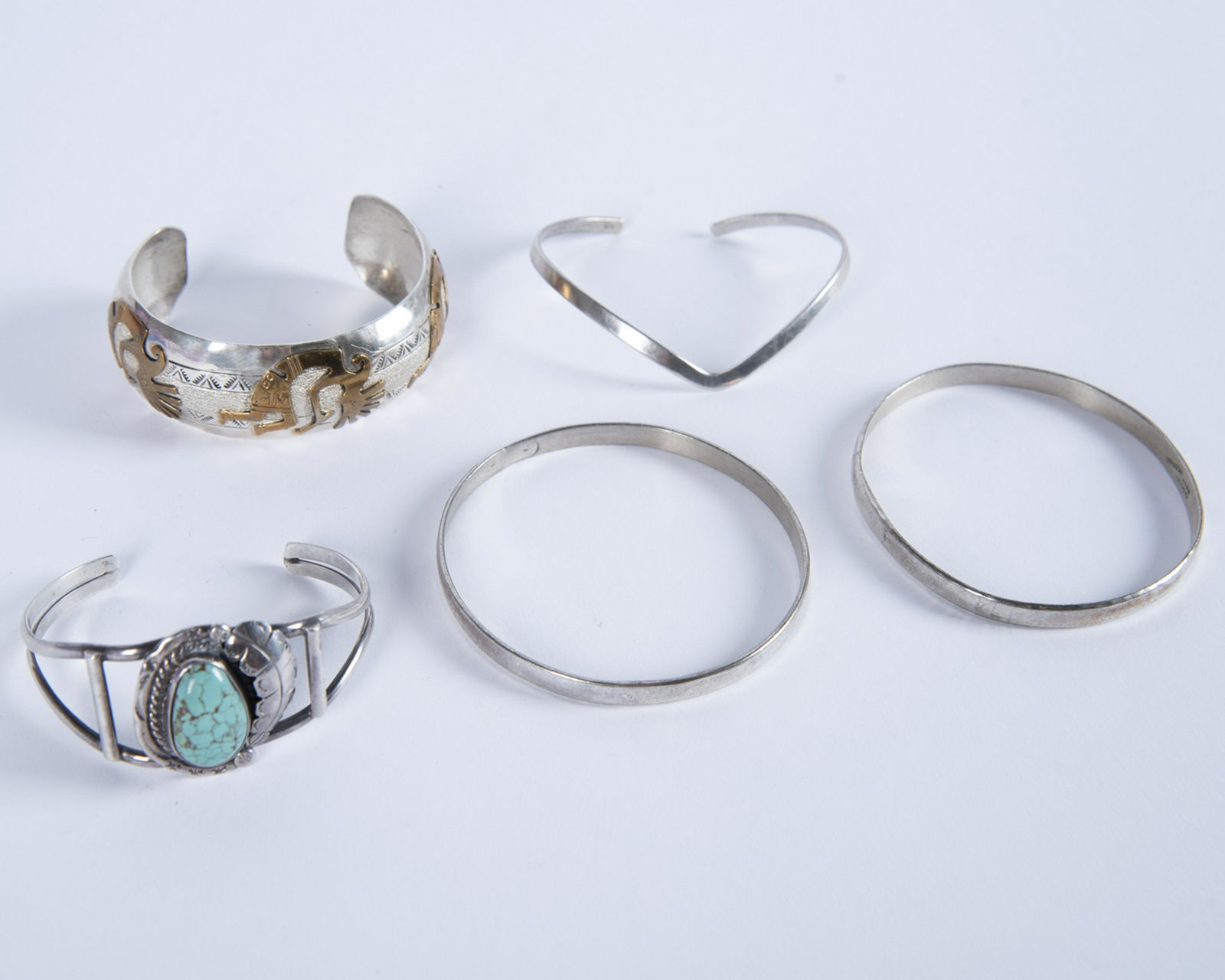 5 Sterling Bracelets incl Turquoise (1 of 7)