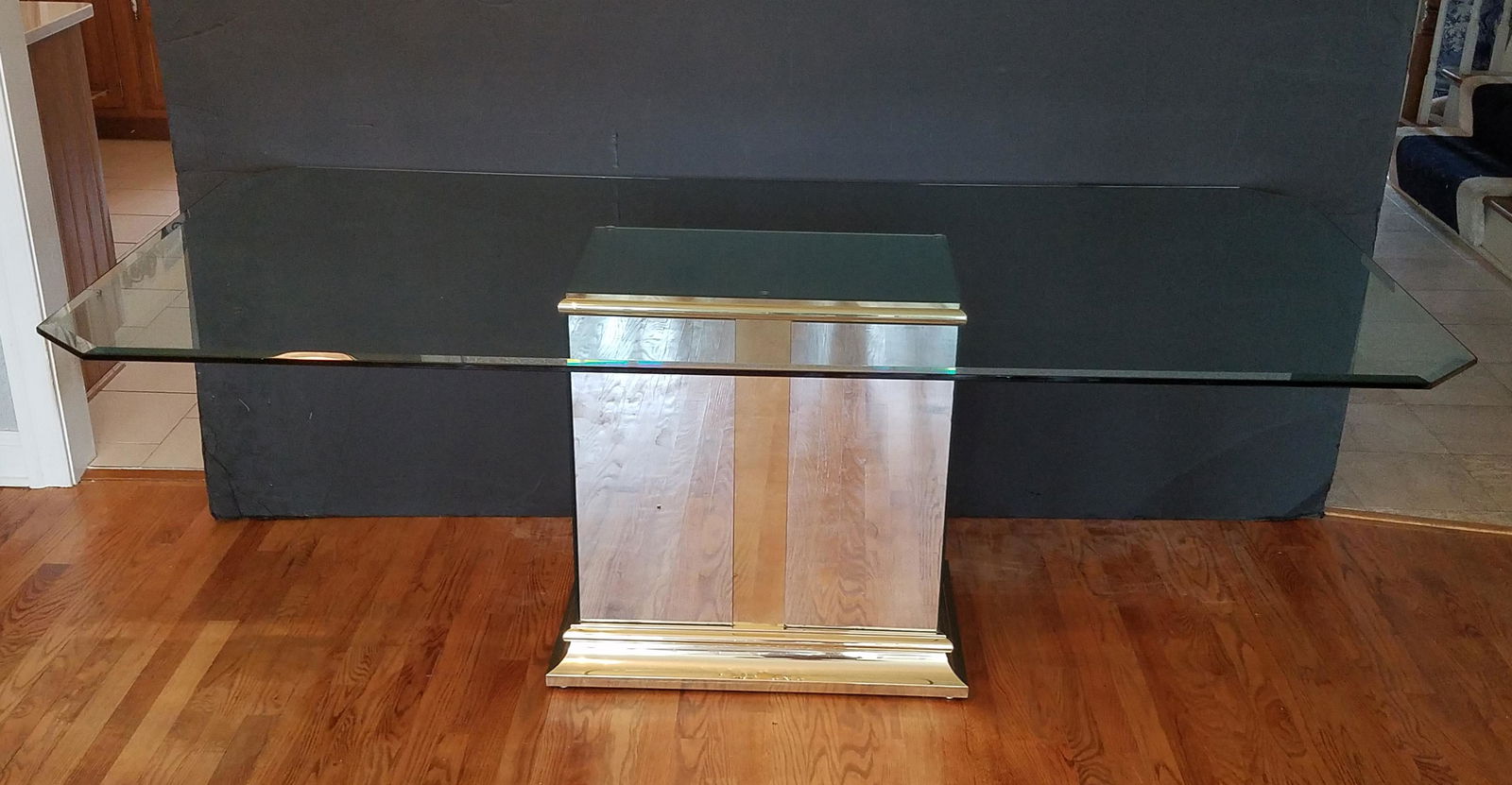 Mirror Base Glass Top Dining Room Table (1 of 1)