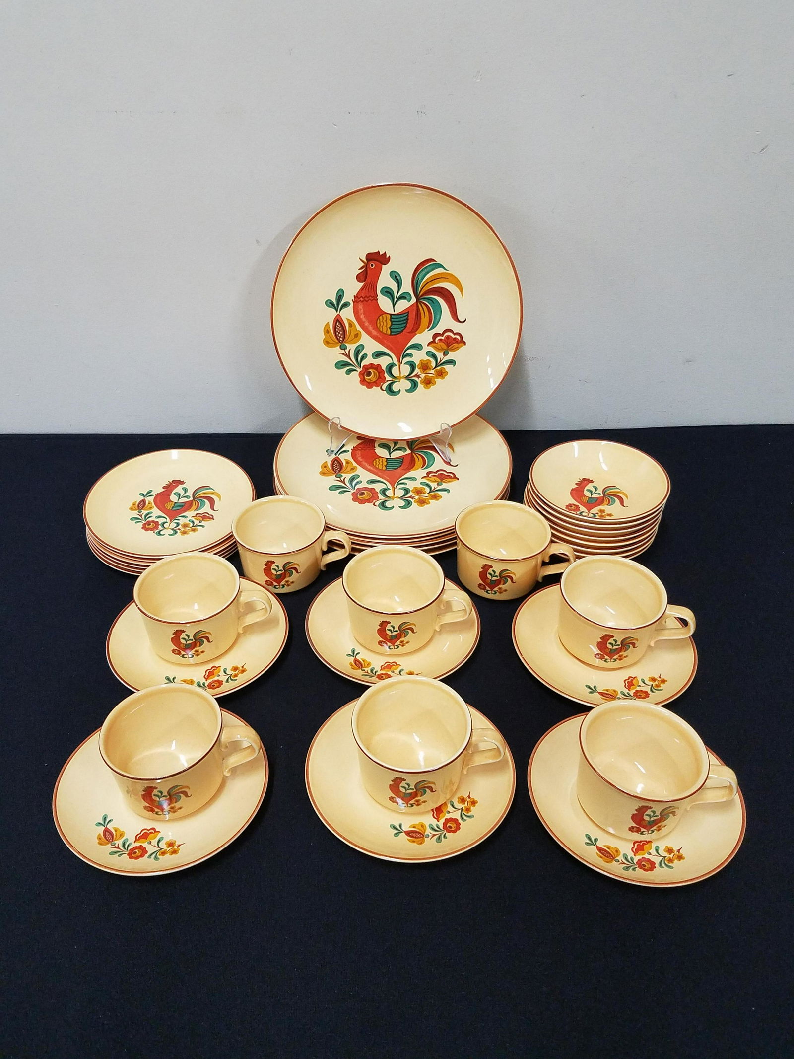 34 Pcs Taylor Smith and Taylor Rooster Dinnerware (1 of 2)