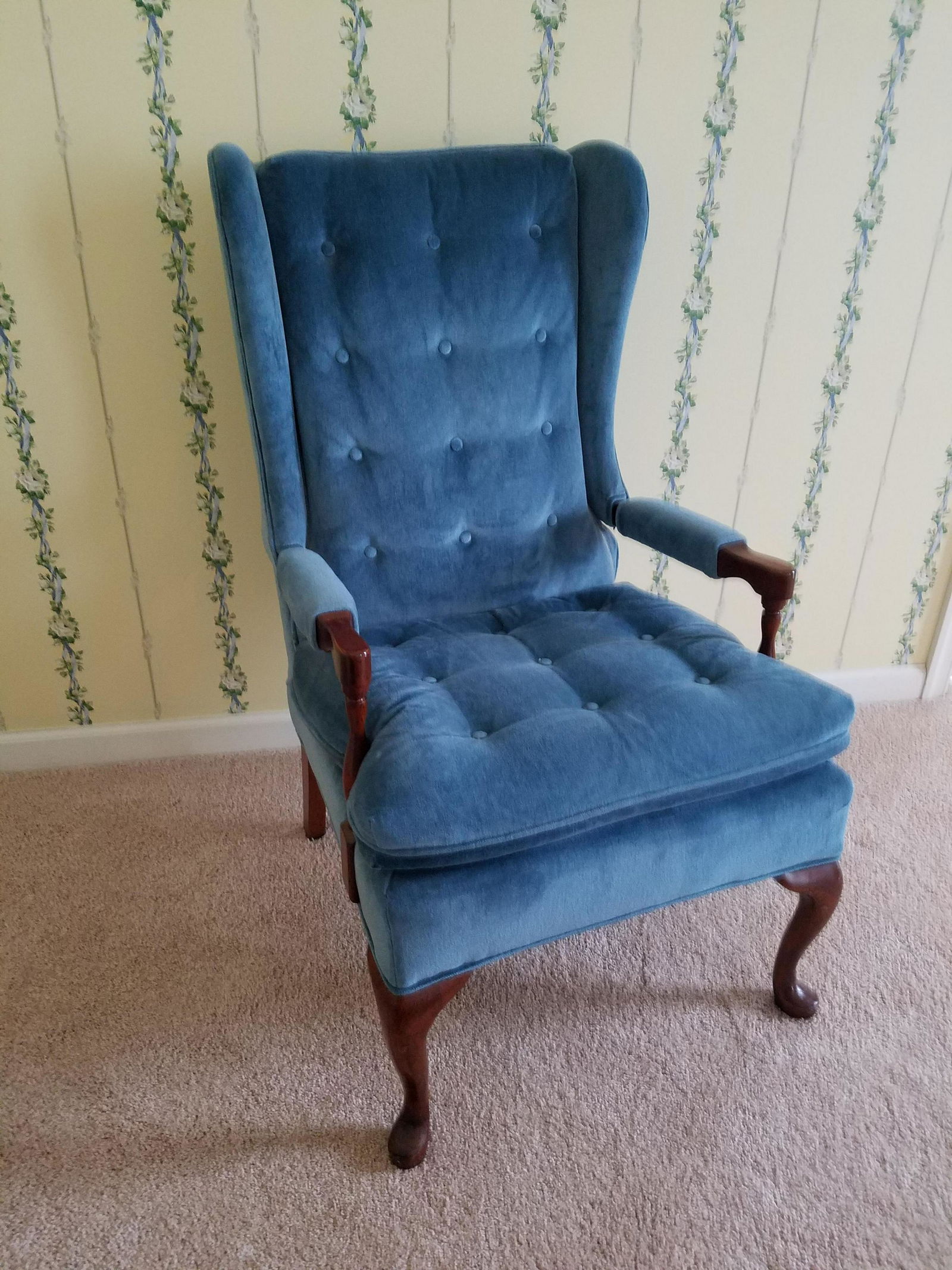 Blue Wing Back Chair (1 of 1)