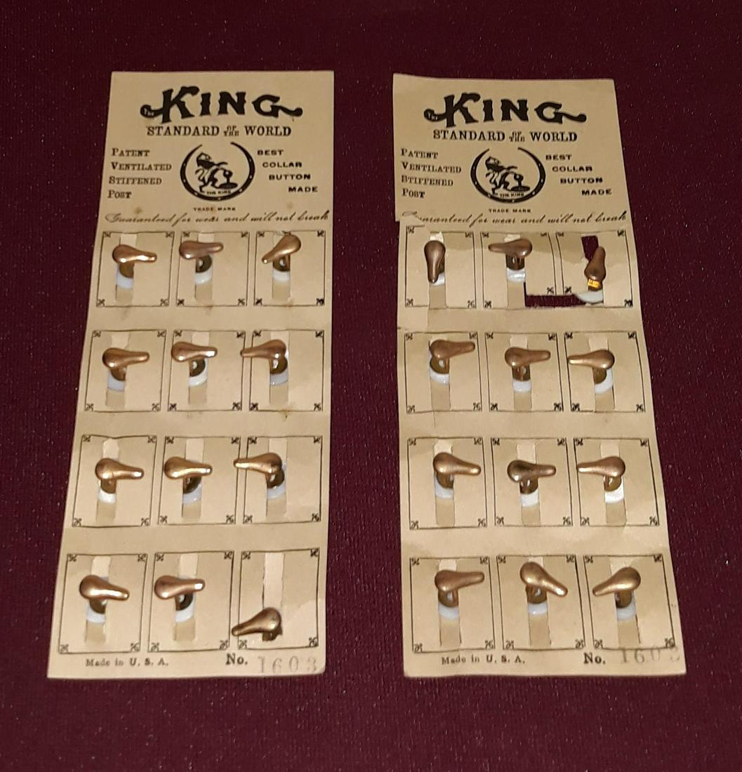 2 Cards King Collar Buttons: Full cards. One card with tear.