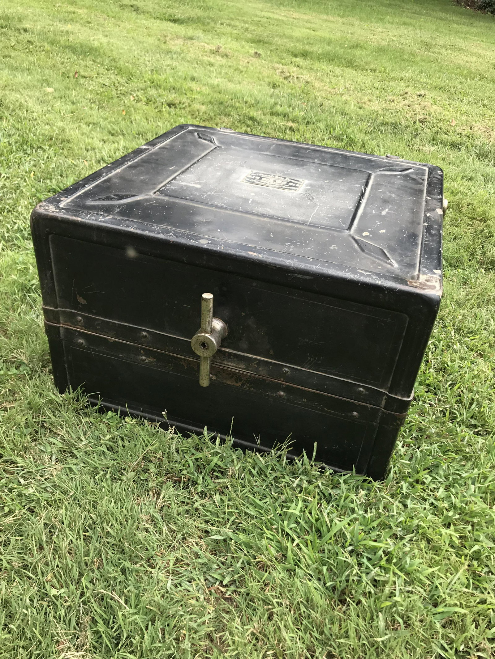 McKaskey Safe Register: Serial #19022 and key. Cube shaped grist mill-style ledger. With the security design of a safe. Patented Oct. 10, 1899 to Nov. 24, 1914. Bottom of label reads "The McCaskey Register Company, Alliance,