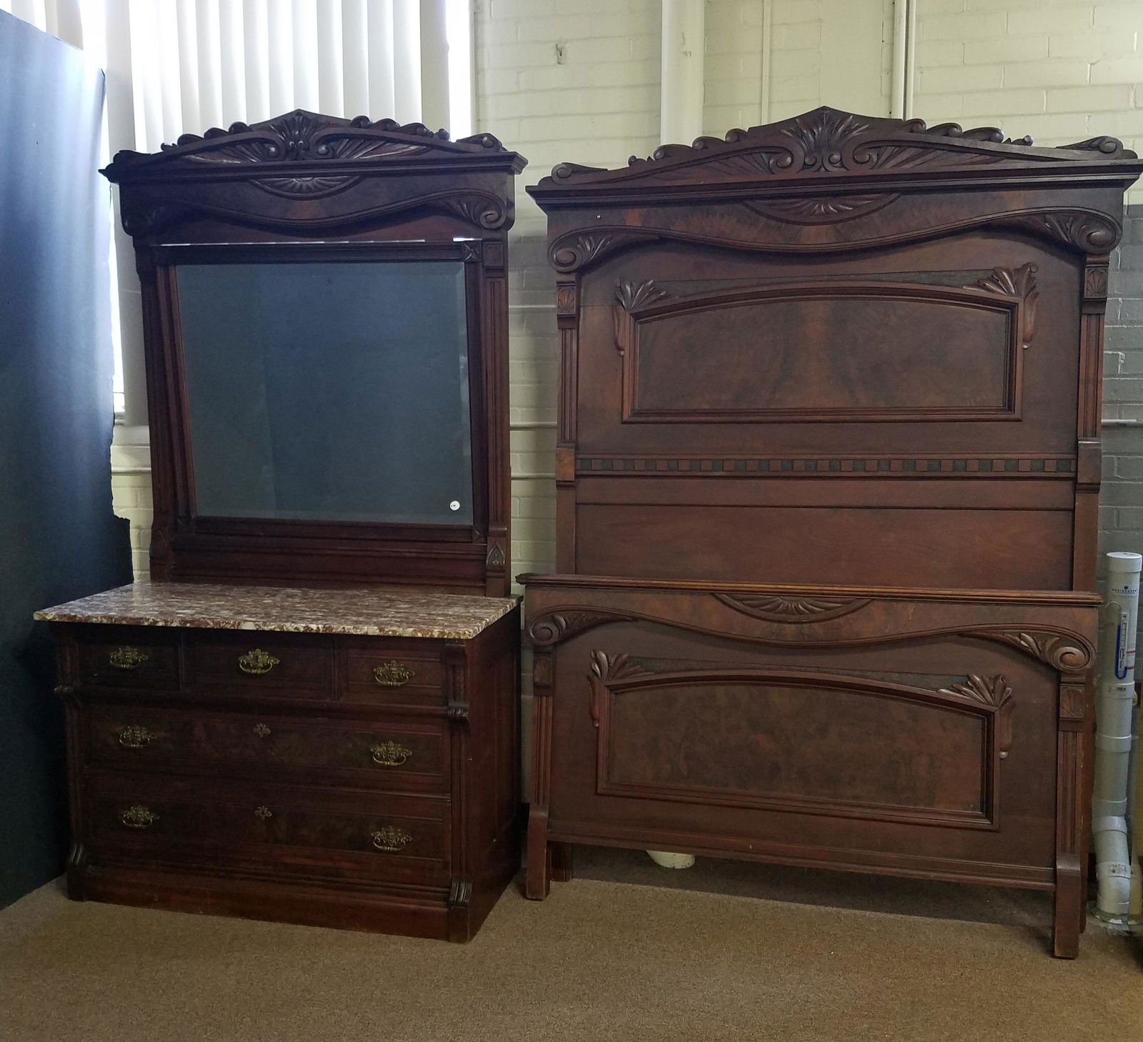 Victorian Dresser with Mirror and Bed (1 of 13)