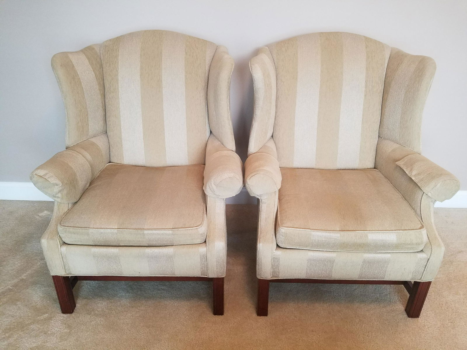 Pair of Johnson Benchworks Wingback Chairs: 33" wide X 31" deep X 39" high.