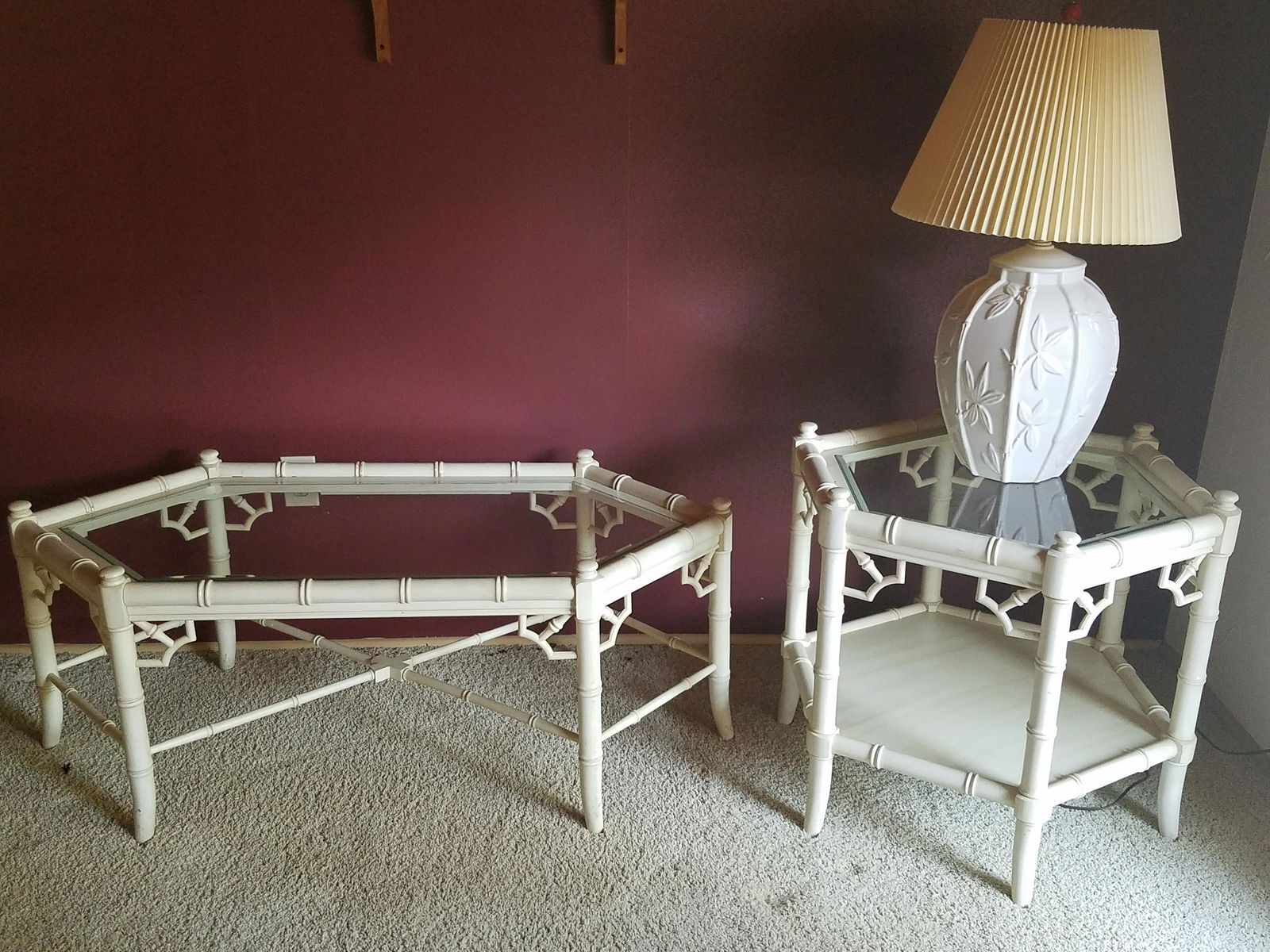 Bamboo Style Coffee Table, Side Table and Lamp (1 of 2)