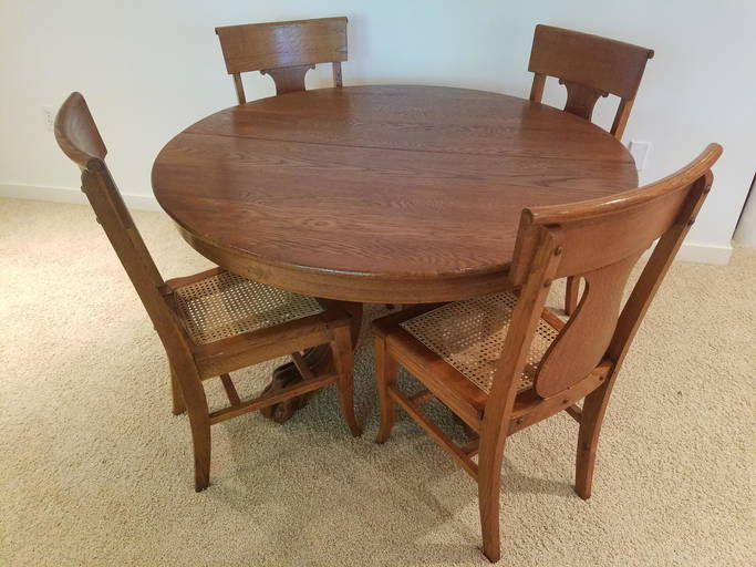 Antique Oak Table And Four Chairs
