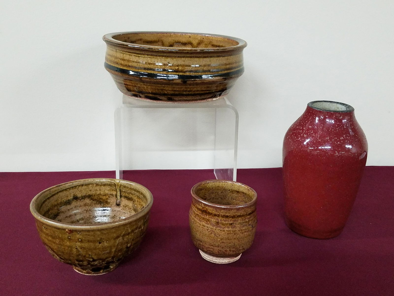 4 Pcs Pottery incl. Sang de Boeuf Vase (1 of 4)