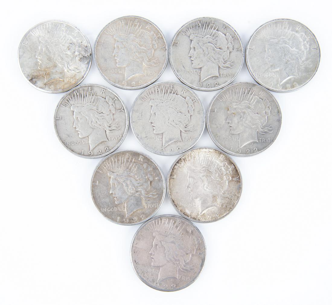 10 1922 Peace Silver Dollars (1 of 2)