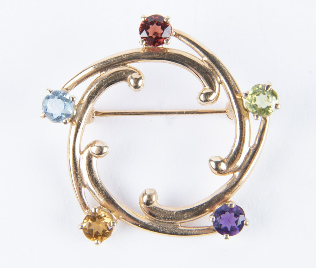 14k Multi-Gem Brooch (1 of 2)