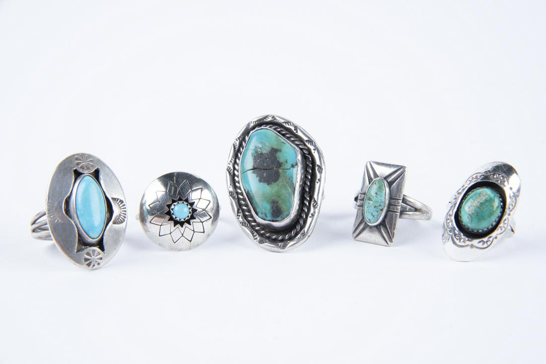 5 Silver and Turquoise Rings (1 of 1)
