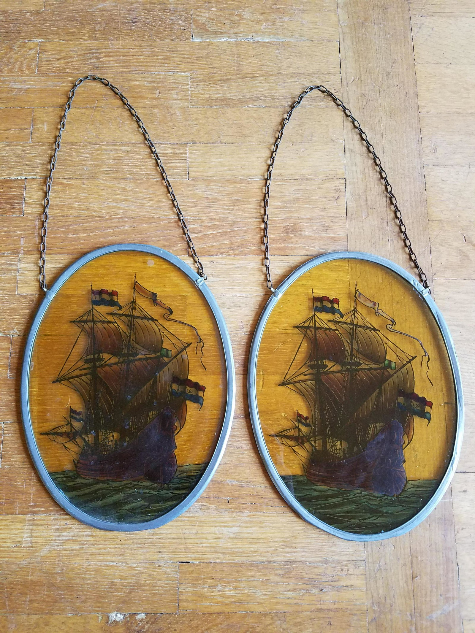 Pair of Ship Window Hangings (1 of 2)