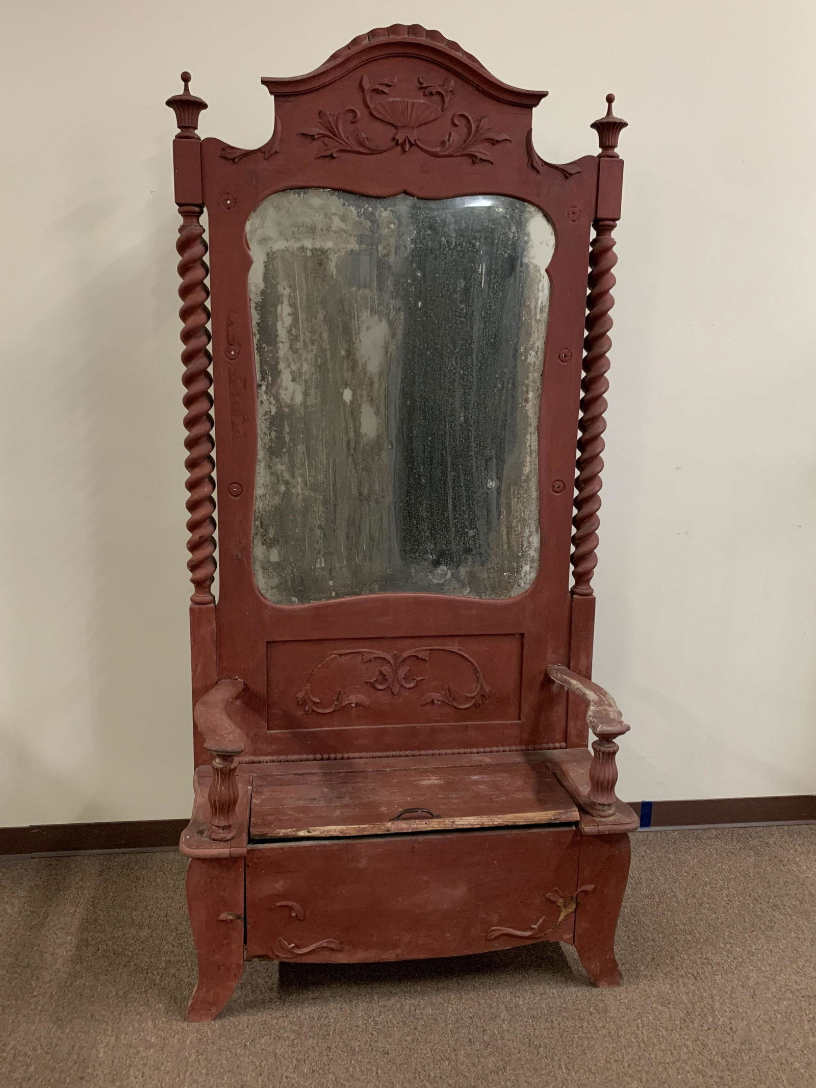 Antique Hall Bench and Mirror (1 of 8)
