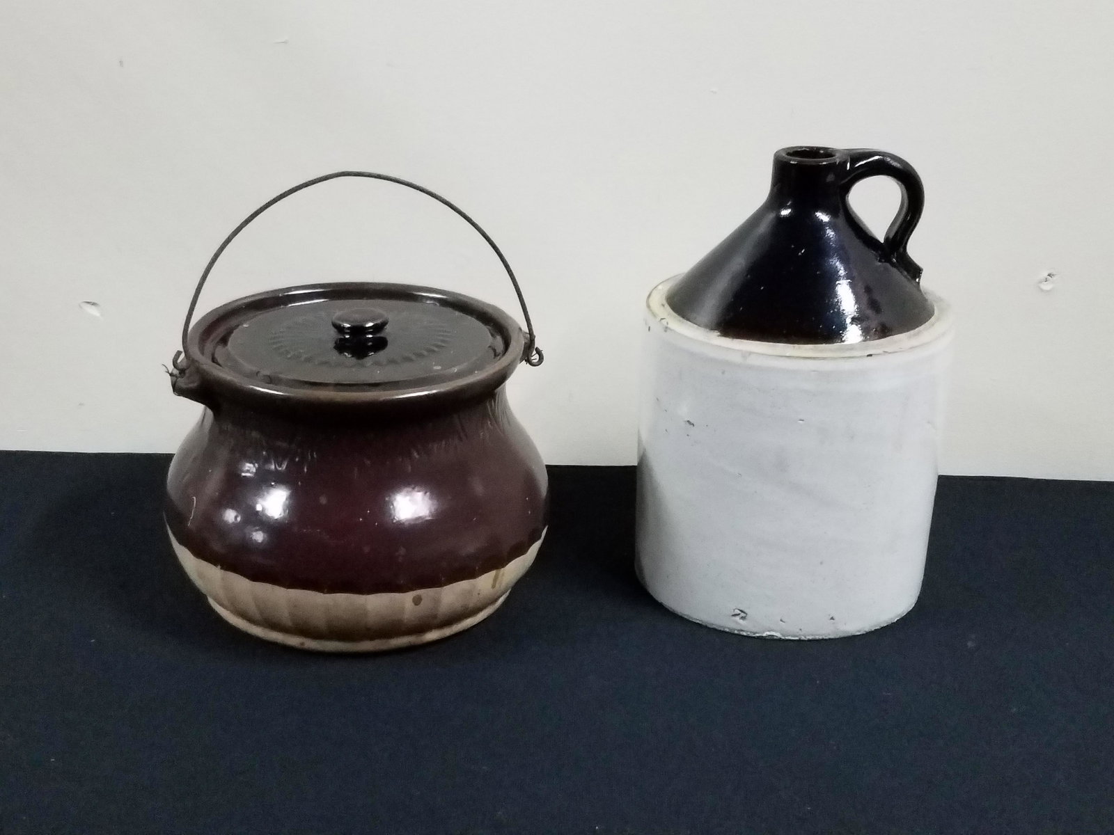 2 Toned Stoneware Pot and Jug incl. Bohemian (1 of 3)