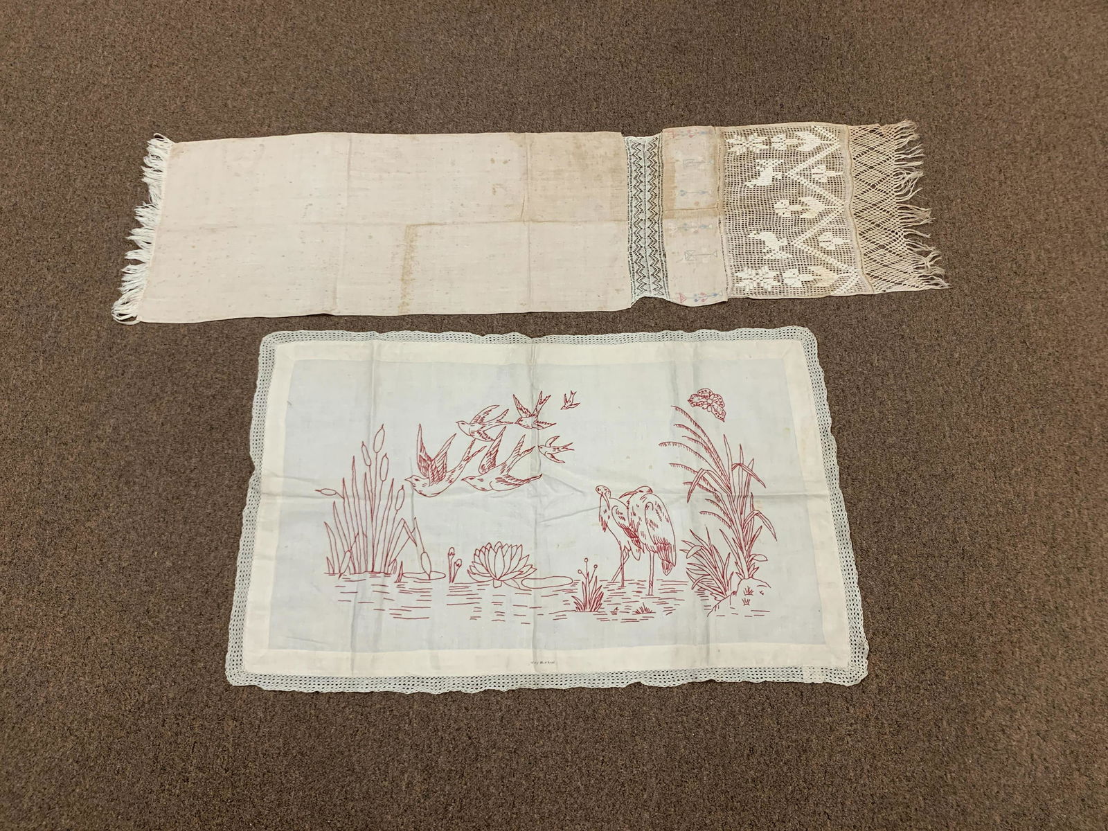 2 Antique Linens incl. Cross Stitch (1 of 2)