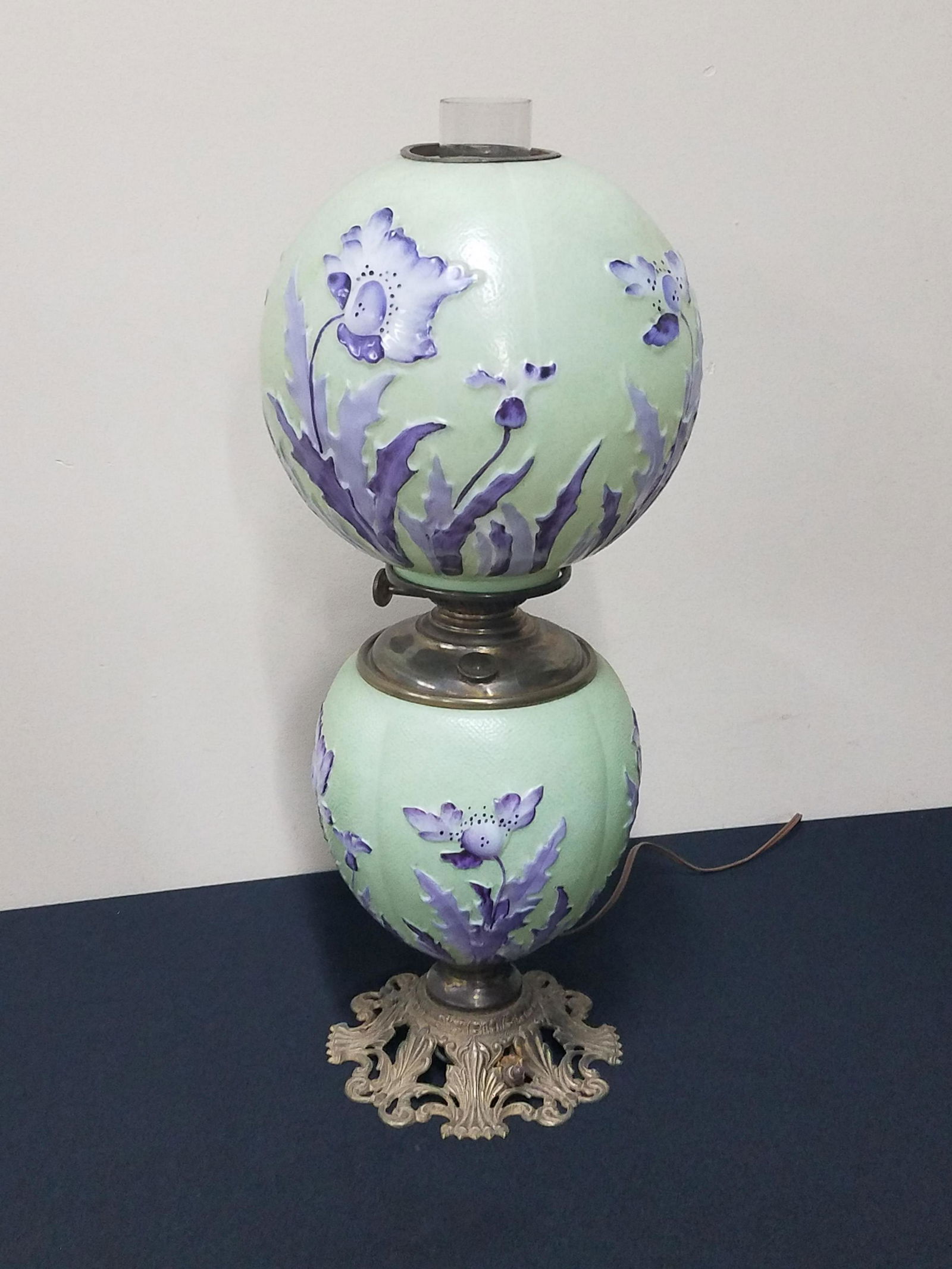 Electrified Gone with the Wind Lamp: 24-1/2" high. Property from Rossmoyne Farm Mechanicsburg, PA.