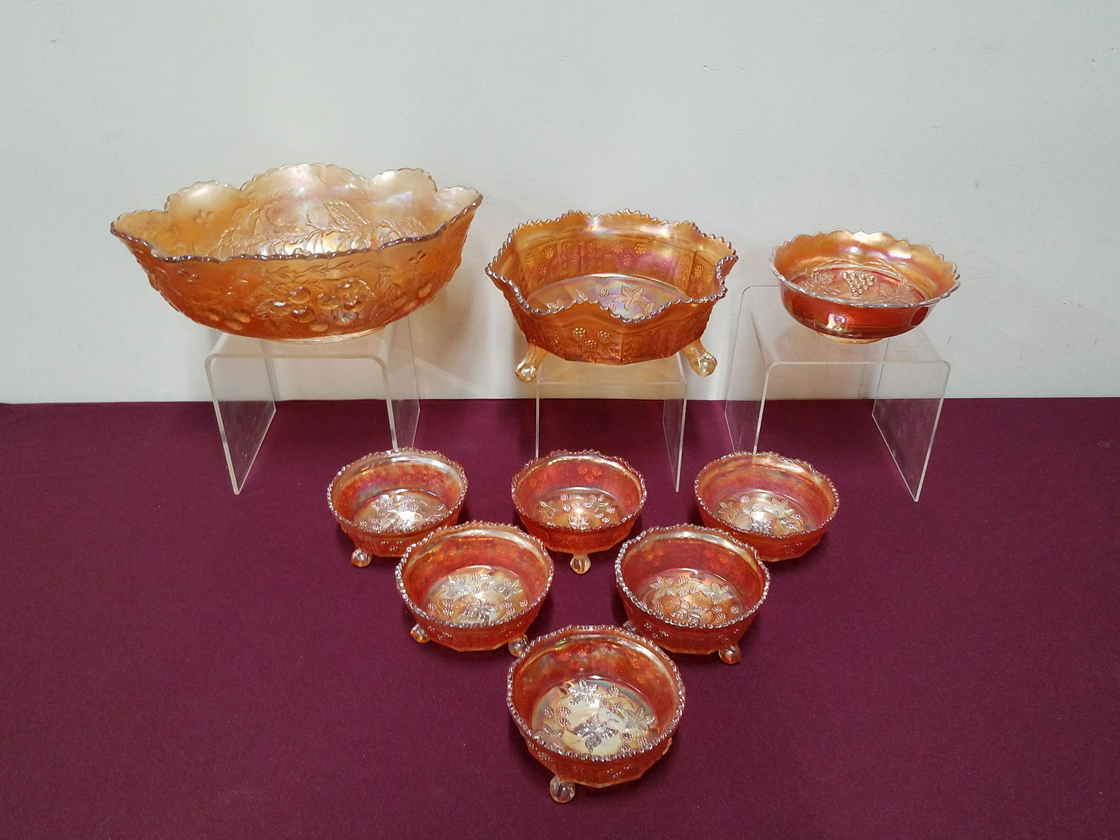 12 Pcs Orange Carnival Glass (1 of 4)