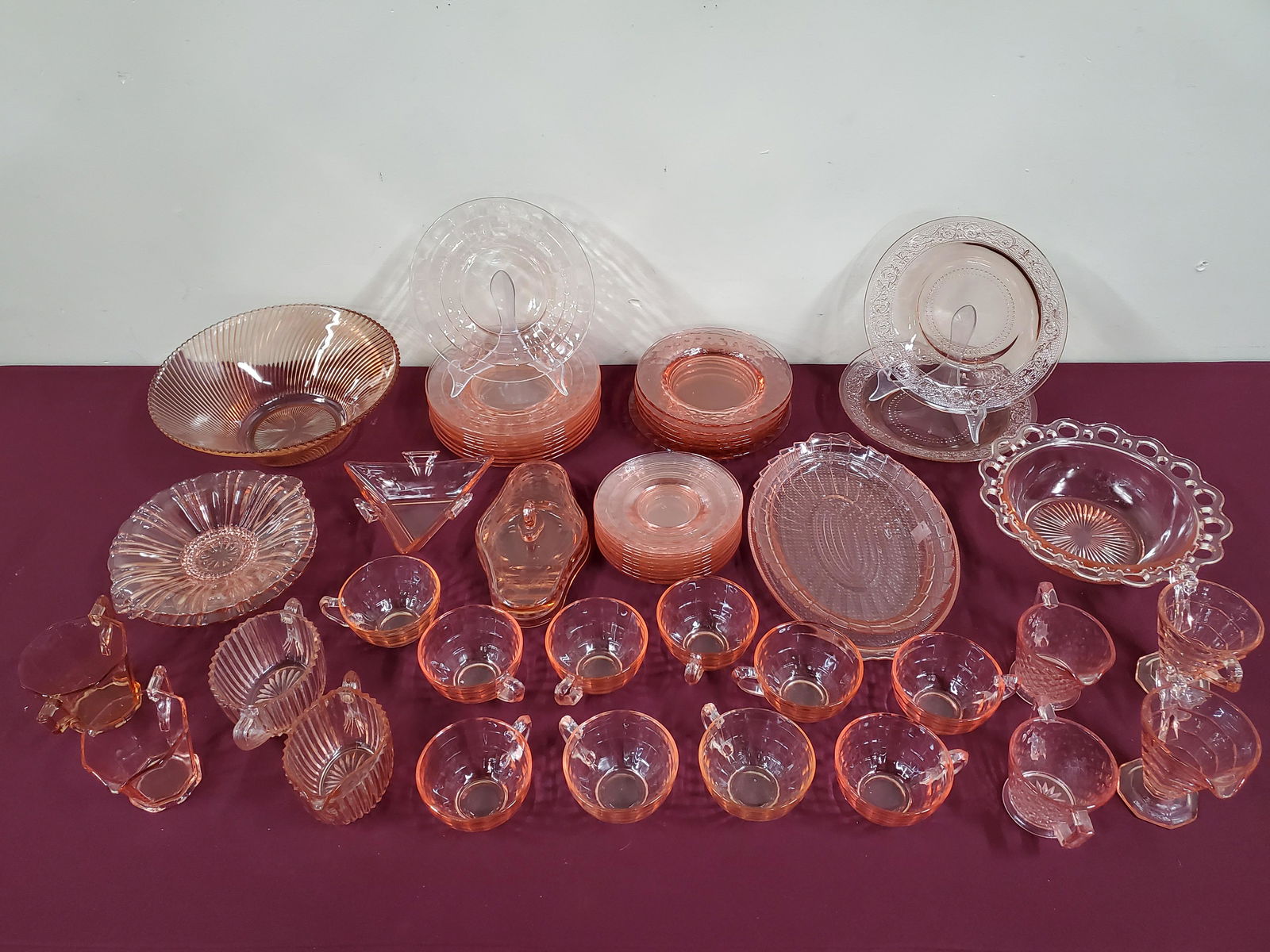 53 Pcs Pink Depression Glassware (1 of 4)