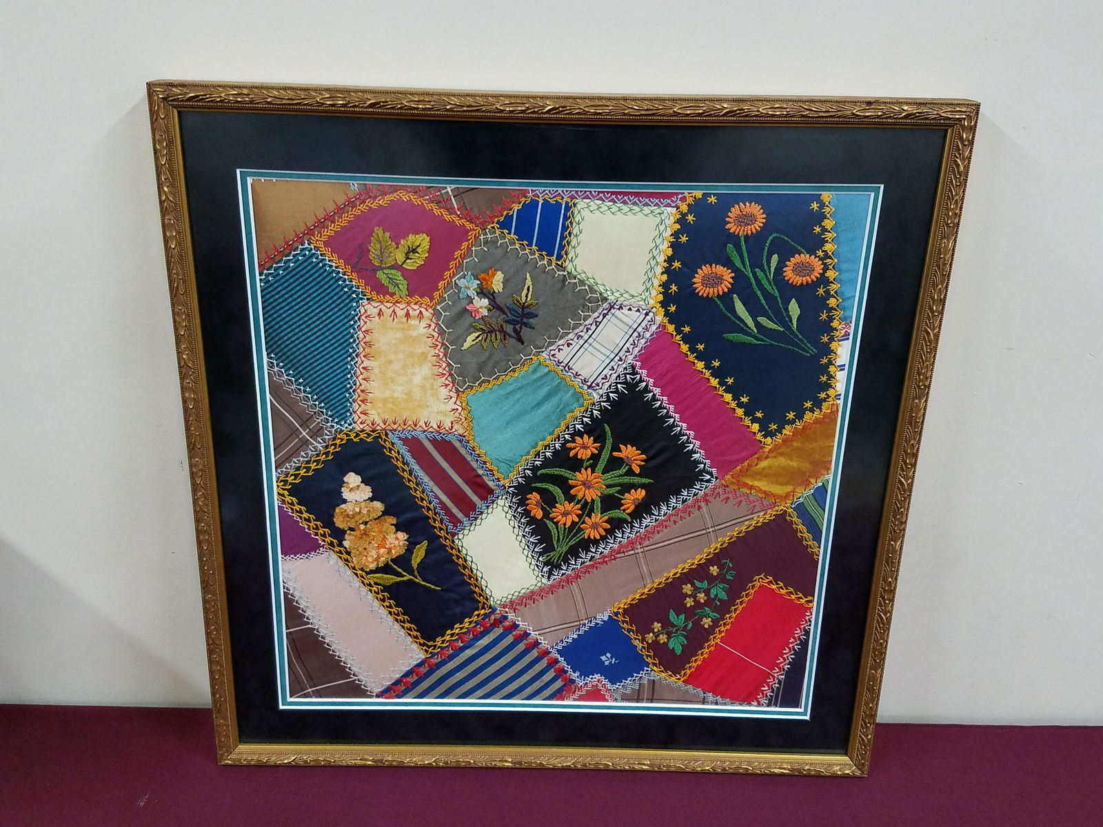 Crazy Quilt Section Framed (1 of 3)