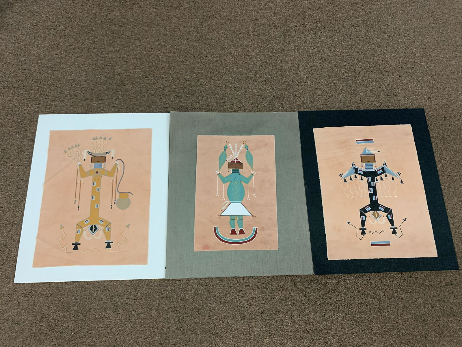 3 Pcs Indian Cloth Paintings (1 of 5)