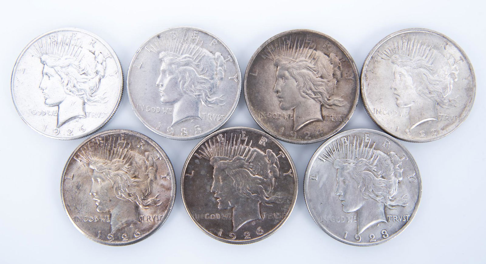 7 Peace Silver Dollars (1 of 2)