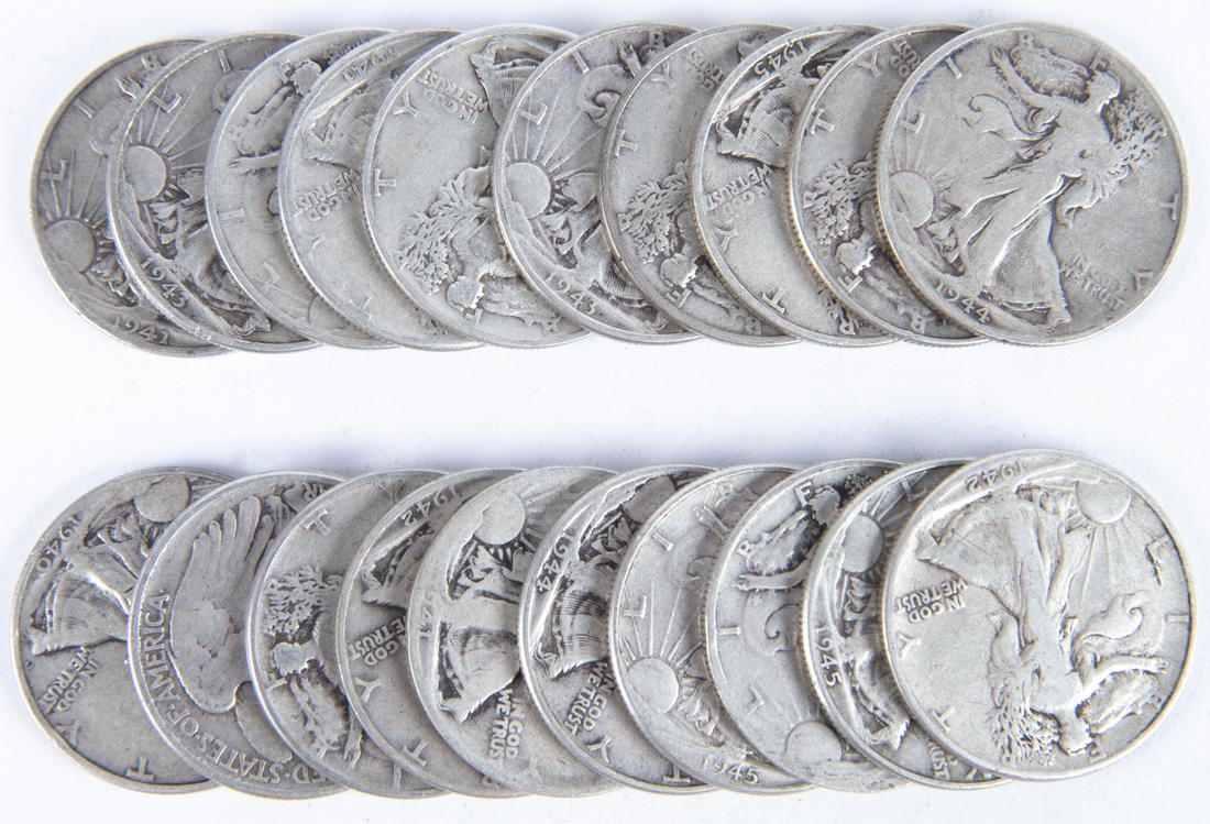 20 Walking Liberty Half Dollars 1940-1947 (1 of 2)