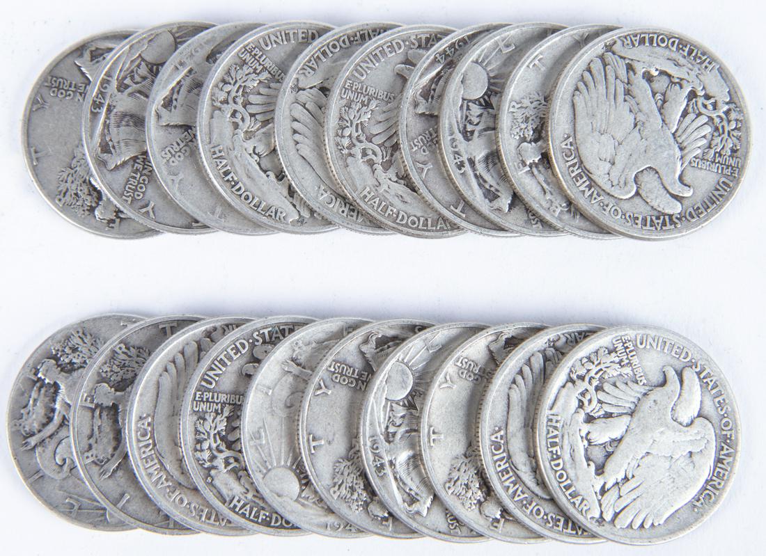 20 Walking Liberty Half Dollars 1940-1947 (1 of 2)