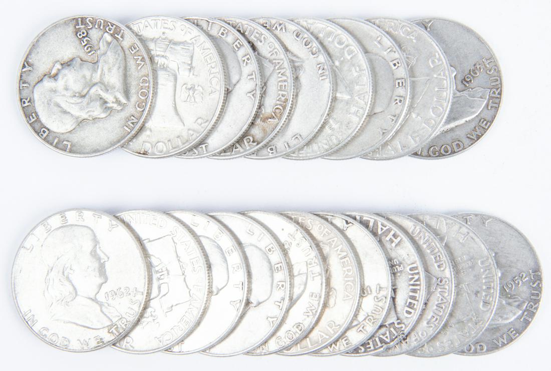 20 Franklin Half Dollars 1949-1963 (1 of 2)