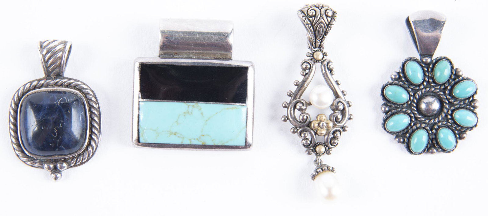 4 Sterling Pendants incl Turquoise and Pearl (1 of 1)