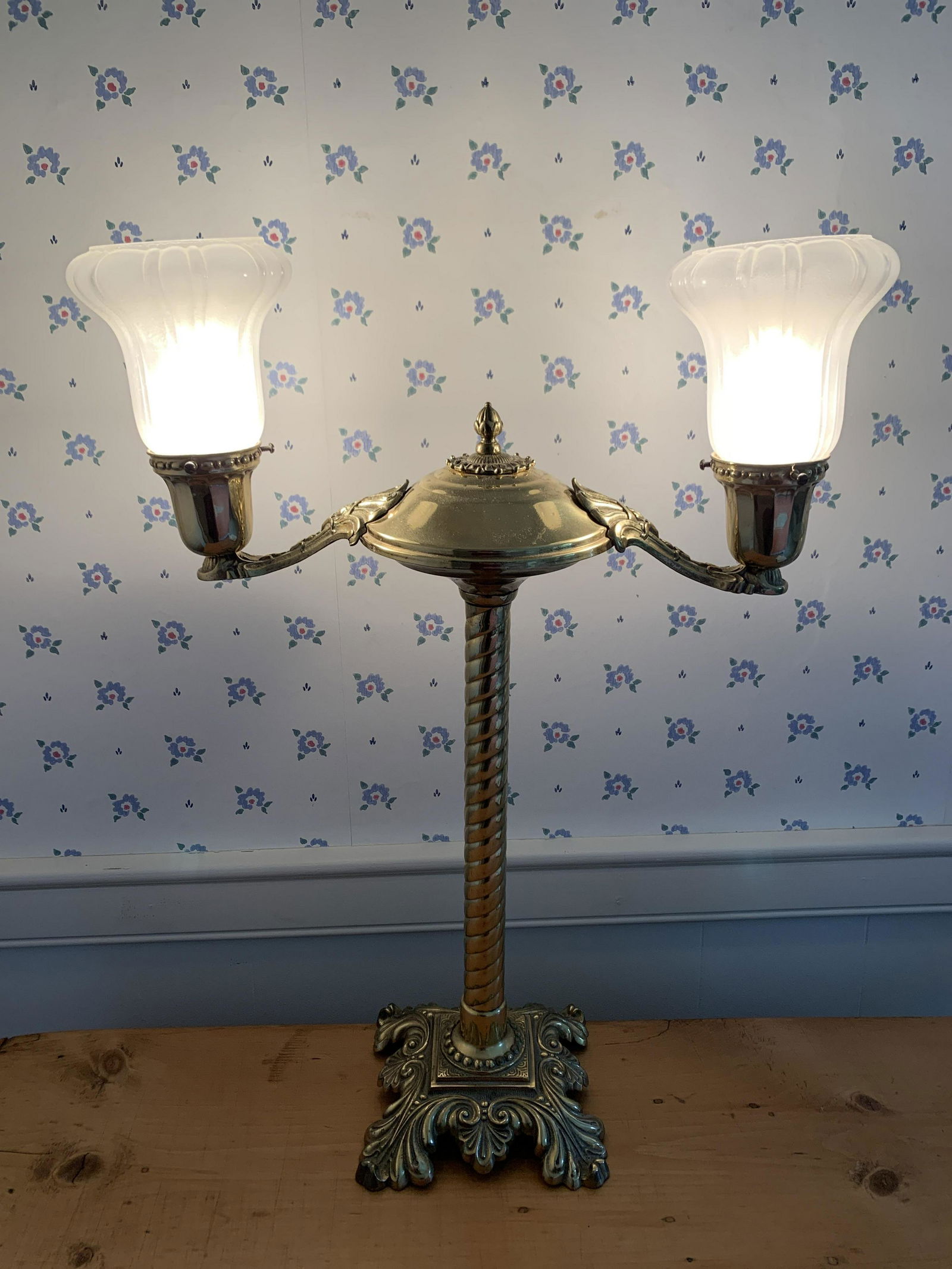 2 Light Table Lamp with Glass Shades (1 of 4)
